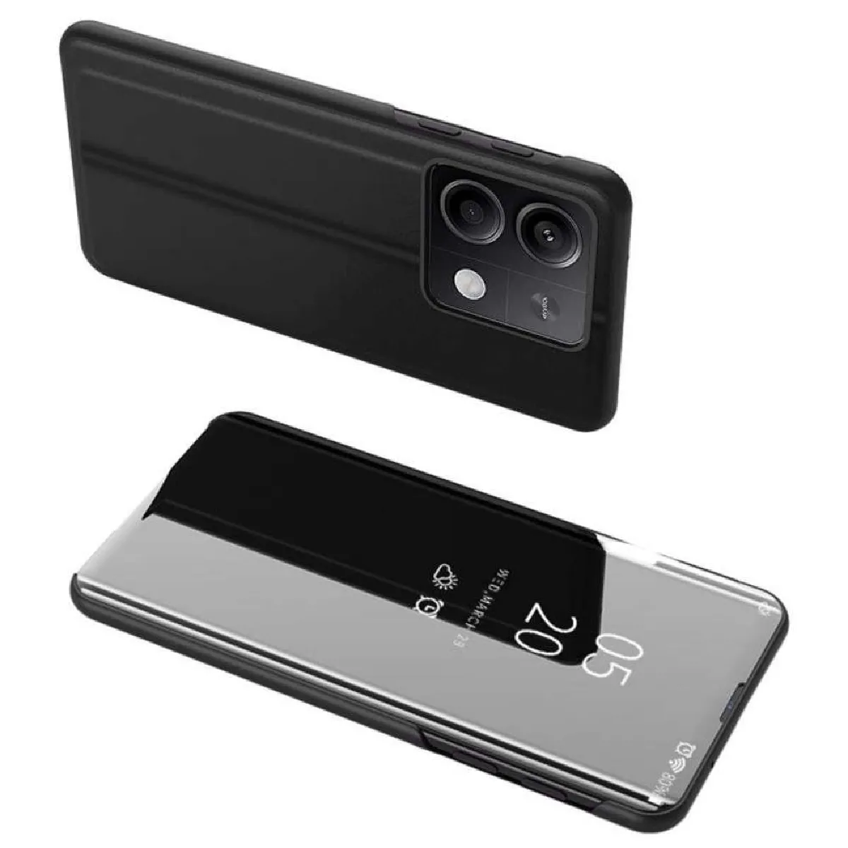 Htdmobiles Noir Étui Portefeuille Miroir Xiaomi Redmi Note 13 Pro 5G / Poco X6 5G