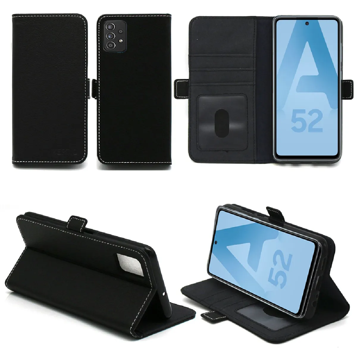 Xeptio Noir Housse Portefeuille Samsung Galaxy A52 4G / A52 5G