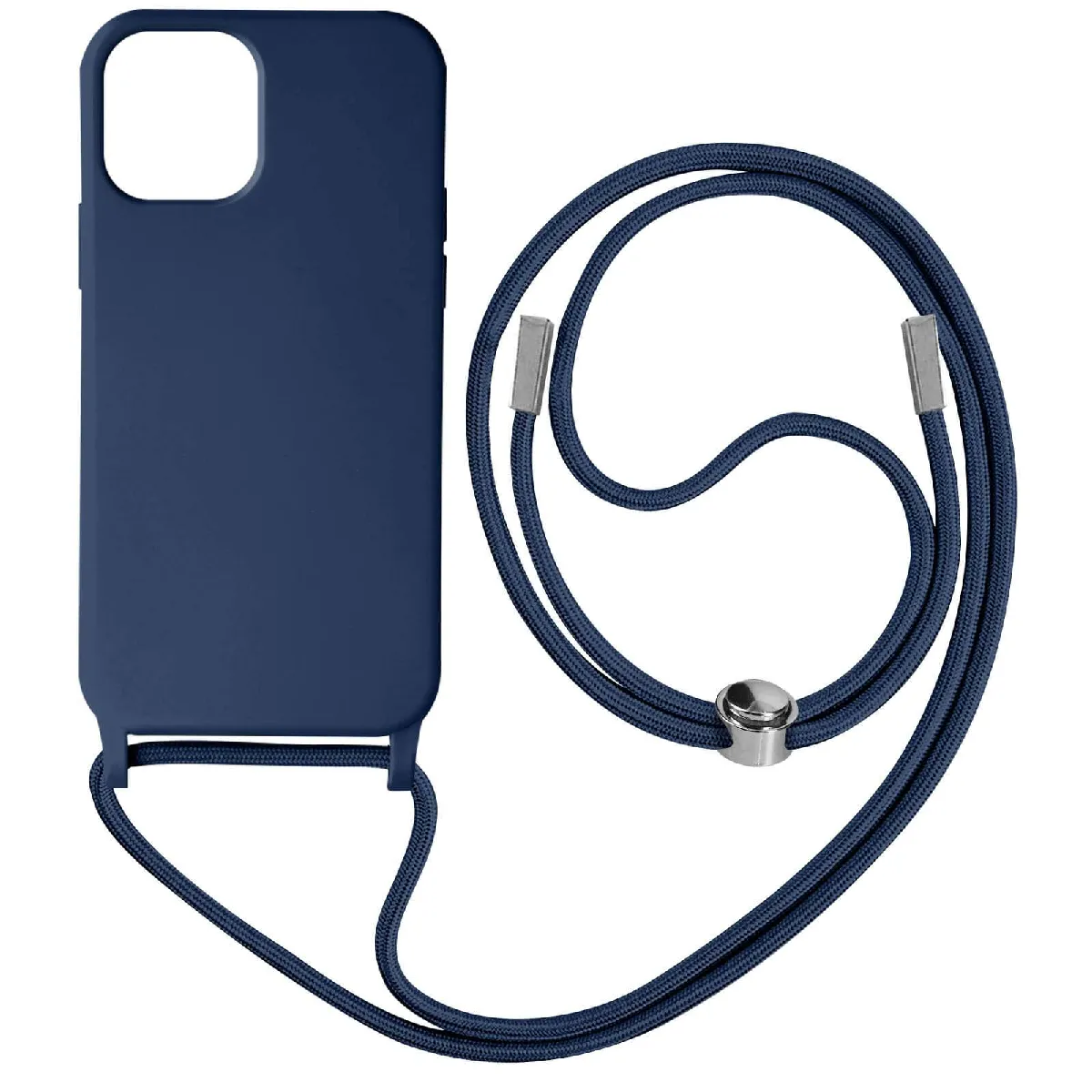 Avizar Bleu Coque Pour Iphone 12 Pro Max Semi-Rigide Soft-Touch Avec Cordon Tour De Cou