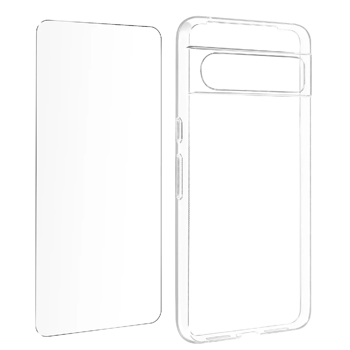 Avizar Coque Pour Google Pixel 8 Pro Silicone Gel Et Verre Trempé 9H Transparent