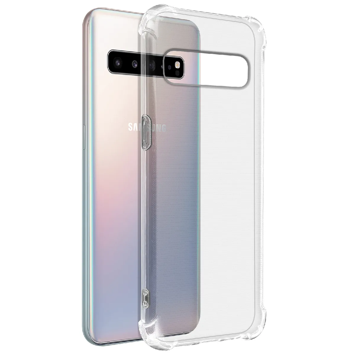 Avizar Coque Bumper Pour Galaxy S10 5G En Silicone Gel Avec Coins Renforcés Transparent