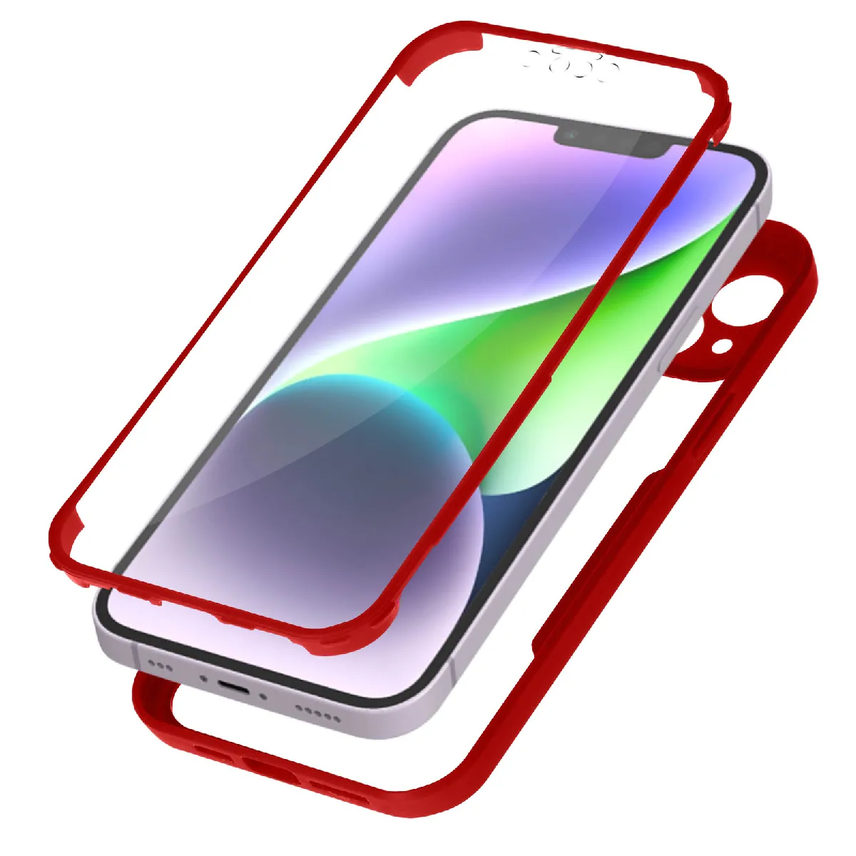 Avizar Rouge Coque Pour Iphone 14 Plus Antichoc Dos Plexiglas Et Avant Polymère Contour