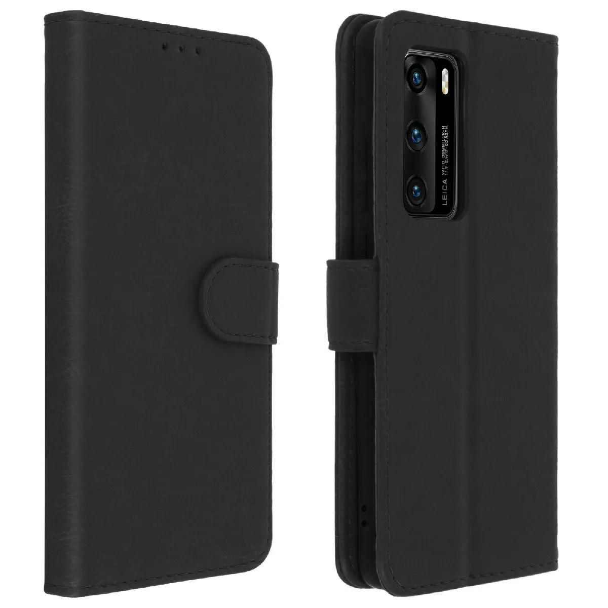 Avizar Noir Étui Pour Huawei P40 Housse Folio Intégrale Porte-Carte Fonction Support