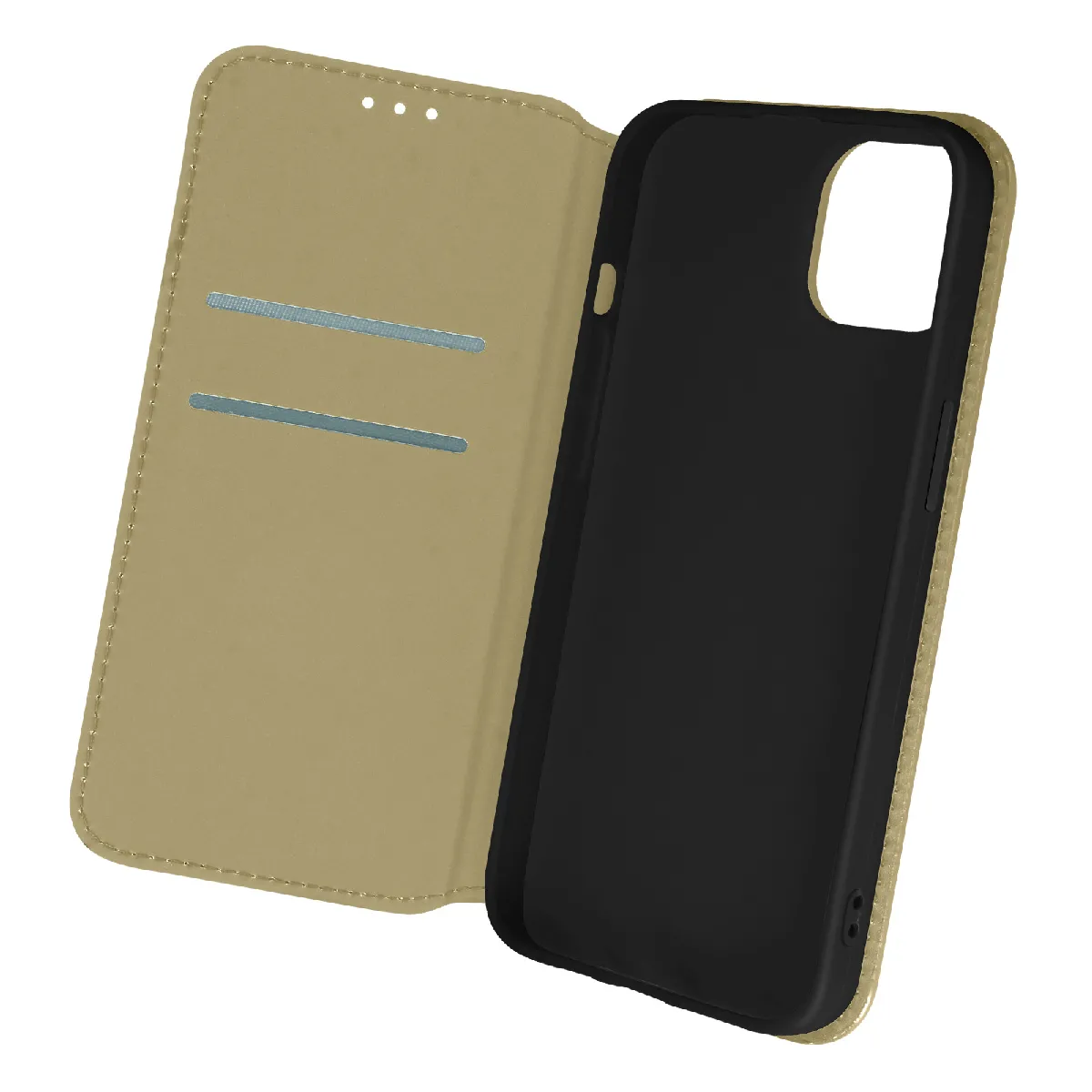 Avizar Étui Iphone 13 Clapet Portefeuille - Doré