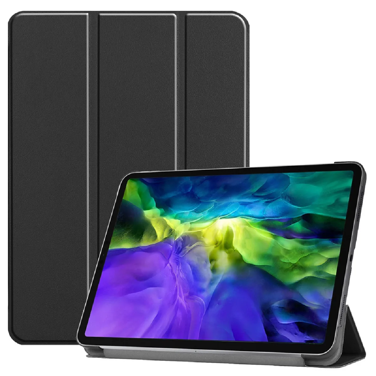 Xeptio Noir Coque Pliable En Similicuir Pour Apple Ipad Pro 12,9 Pouces 2022