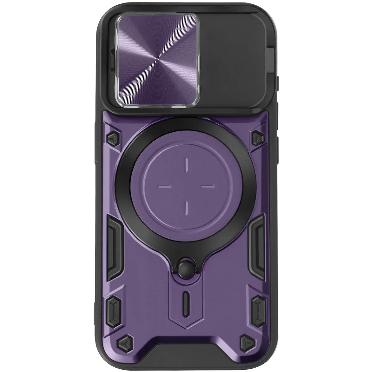 Avizar Violet Coque Pour Iphone 15 Pro Bague Métallique Bi-Matière Antichoc