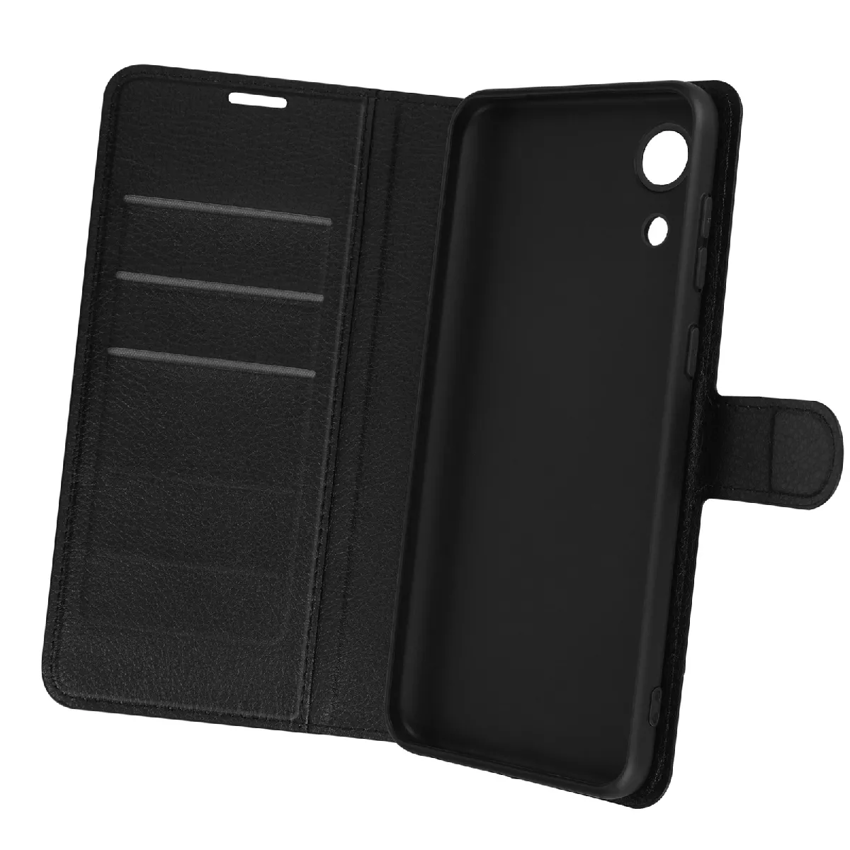 Avizar Noir Housse Samsung Galaxy A03 Core Clapet Portefeuille Stand Vidéo