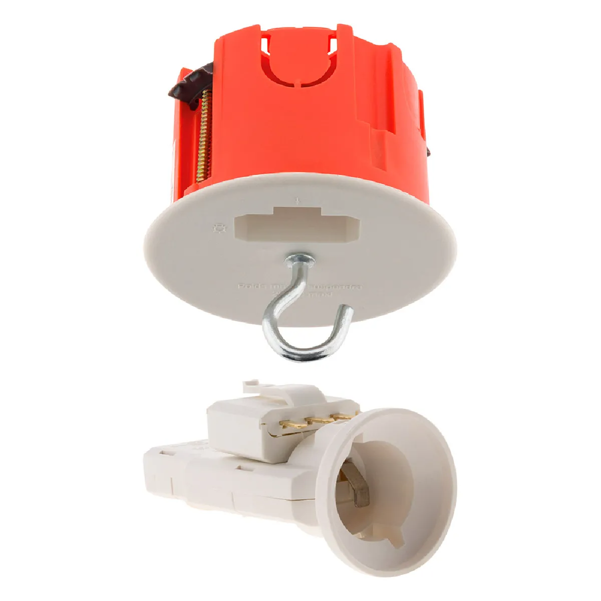 Zenitech Rouge - Kit Dcl Point De Centre Murs Placo Ø65mm + Fiche + Douille E27 + Crochet - Image 3