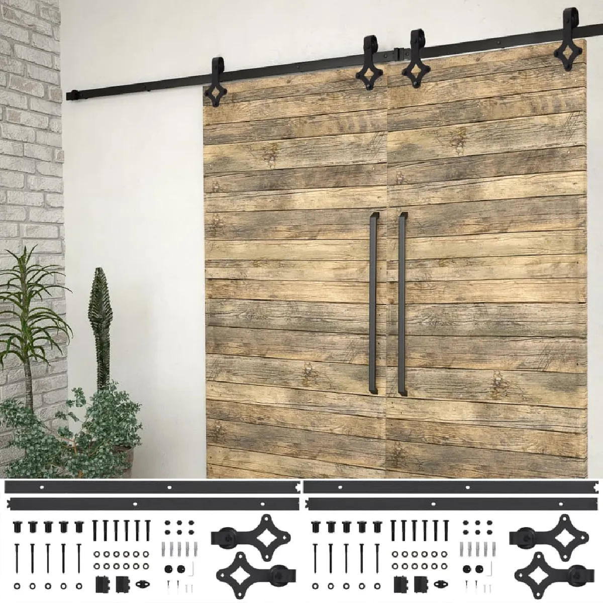 Vidaxl Kit fixation porte coulissante 183 cm