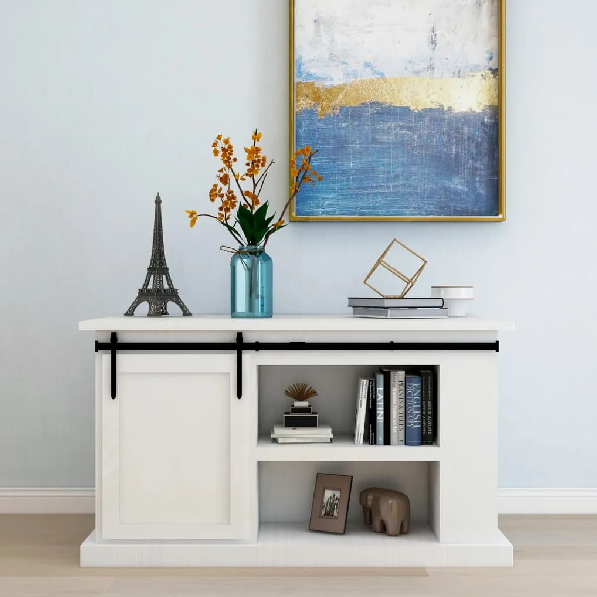 Vidaxl Kit de porte darmoire coulissante - 122 cm - Acier au carbone - Noir - Coulissante à gauche