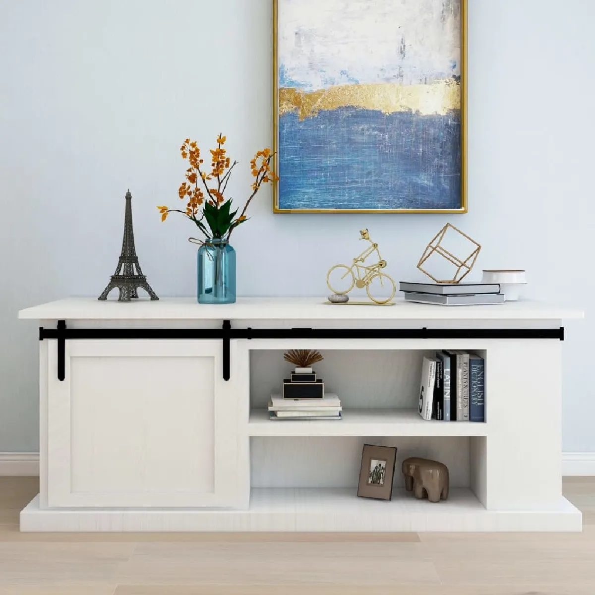 Vidaxl Kit de porte darmoire coulissante - 183 cm - Acier au carbone - Noir - Coulissante à gauche