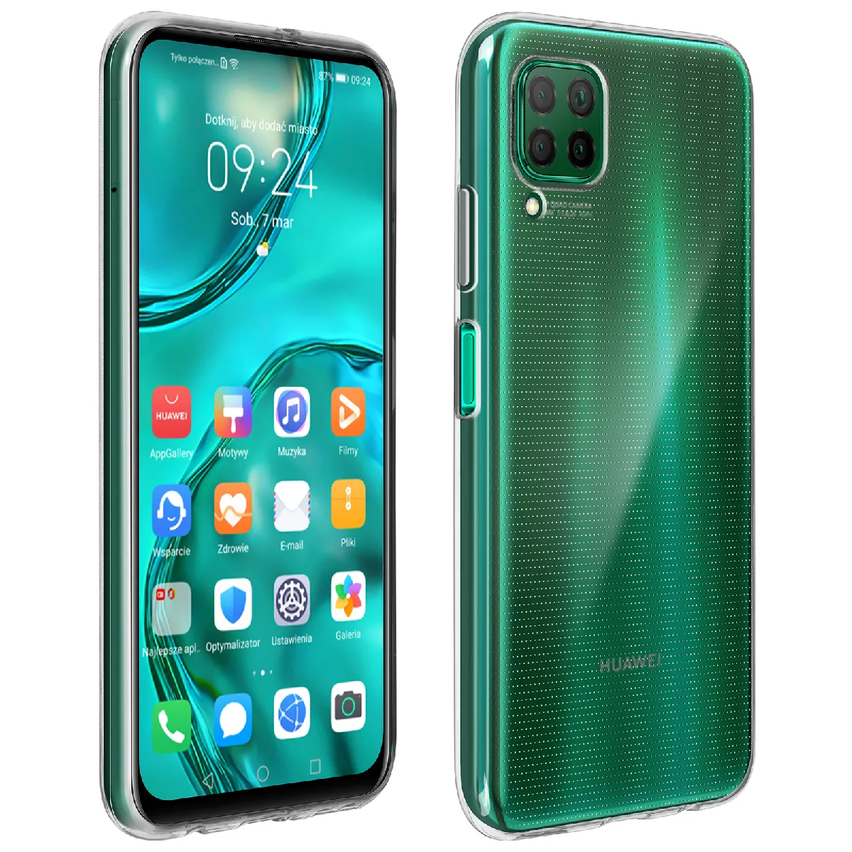 Avizar Noir Coque Huawei P40 Lite Rigide & Film Écran Verre Trempé 9H