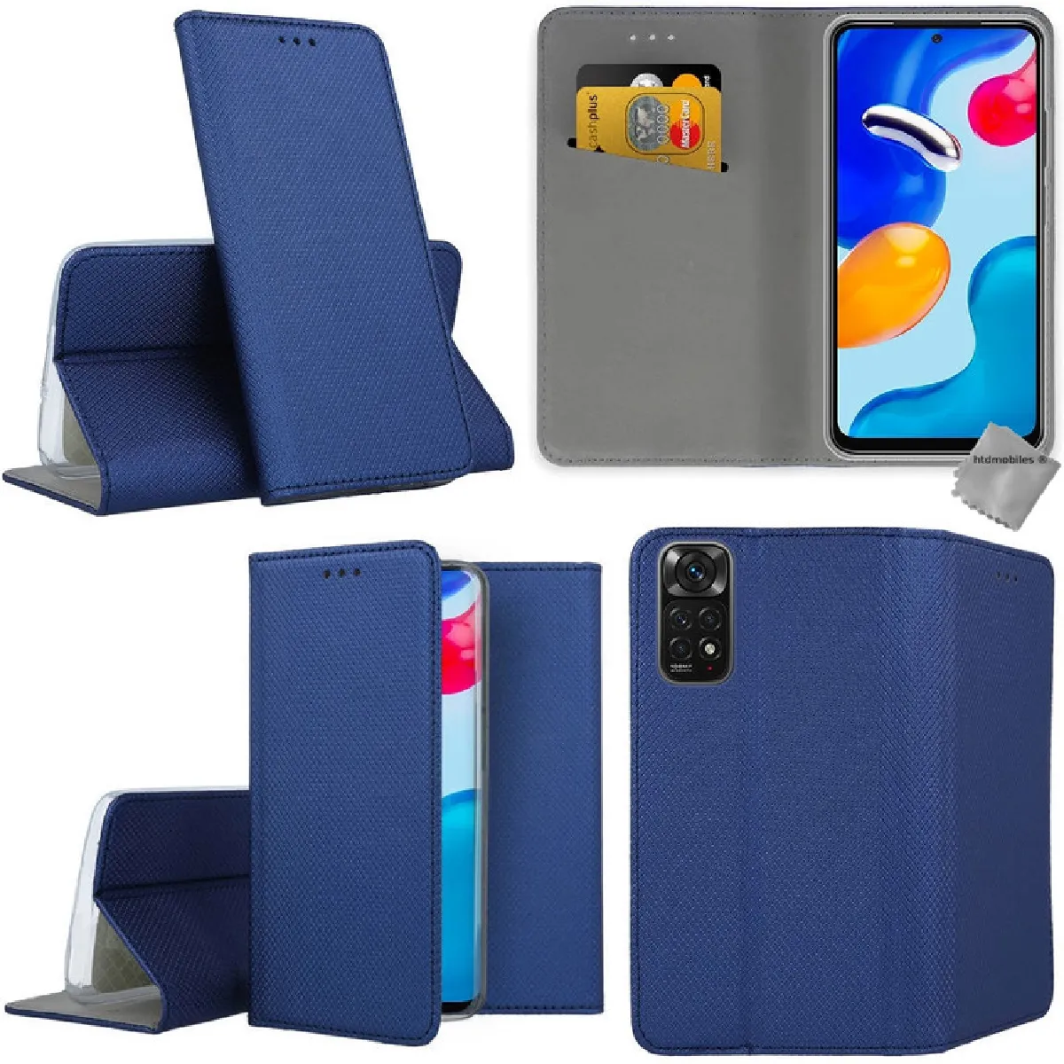 Htdmobiles - Étui Portefeuille pour Xiaomi Redmi Note 11 Pro 4G / 5G - Cuir - Bleu - Image 2