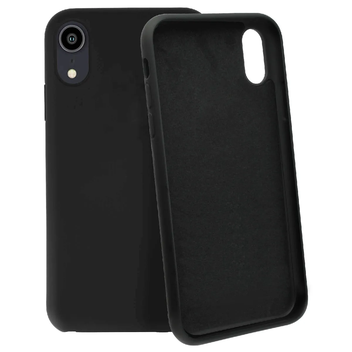 Avizar Noir Coque Pour Iphone Xr Silicone Semi-Rigide Mat Finition Soft Touch