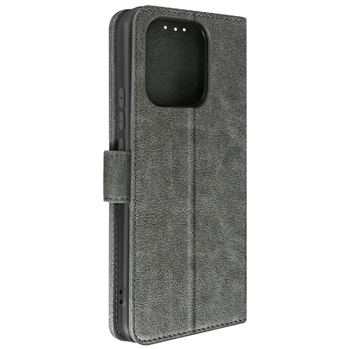 Avizar Gris Étui Pour Xiaomi Redmi 12C Clapet Porte-Carte Fonction Support Vidéo