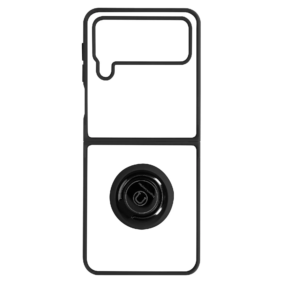Avizar Noir Coque Pour Samsung Galaxy Z Flip 4 Bi-Matière Bague Métallique Support Vidéo