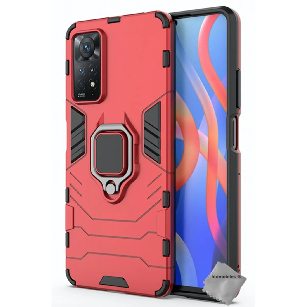 Htdmobiles Rouge Housse Etui Coque Rigide Anti Choc Pour Xiaomi Redmi Note 11 Pro 4G / 5G + Verre Trempe - Image 2