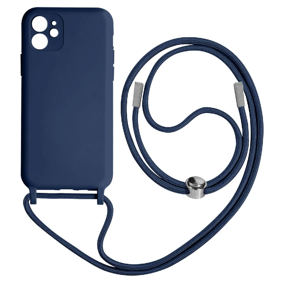 Avizar Bleu Coque Cordon Pour Iphone 11 Semi-Rigide Lanière Tour Du Cou 80Cm