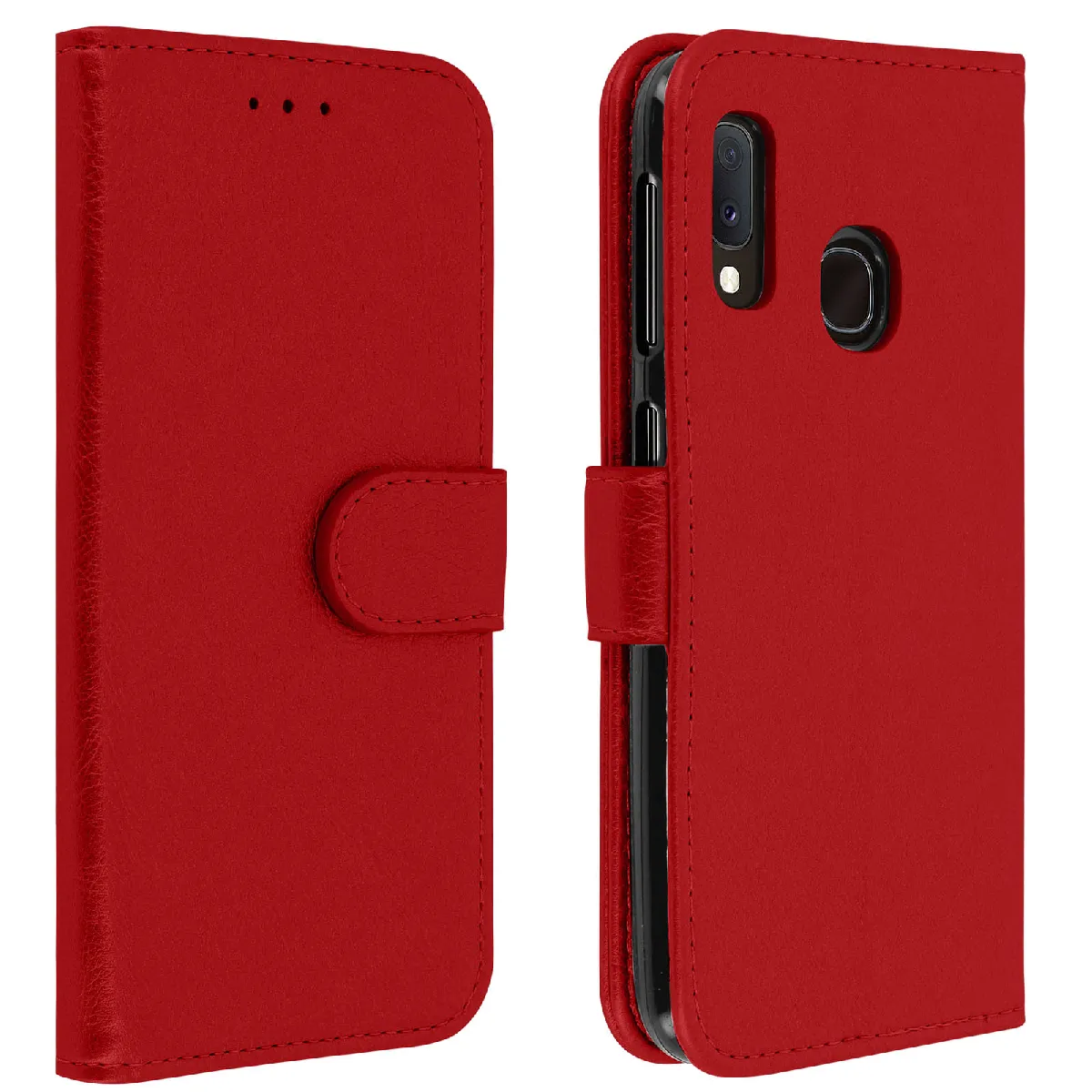 Avizar Rouge Housse Pour Samsung Galaxy A20e Étui Porte-Cartes Fonction Support