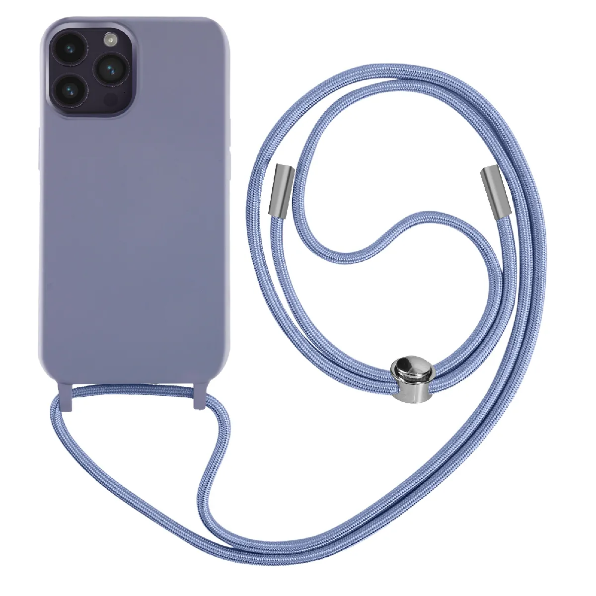 Avizar Violet Coque Cordon Pour Iphone 14 Pro Semi-Rigide Avec Lanière Tour Du Cou 80Cm