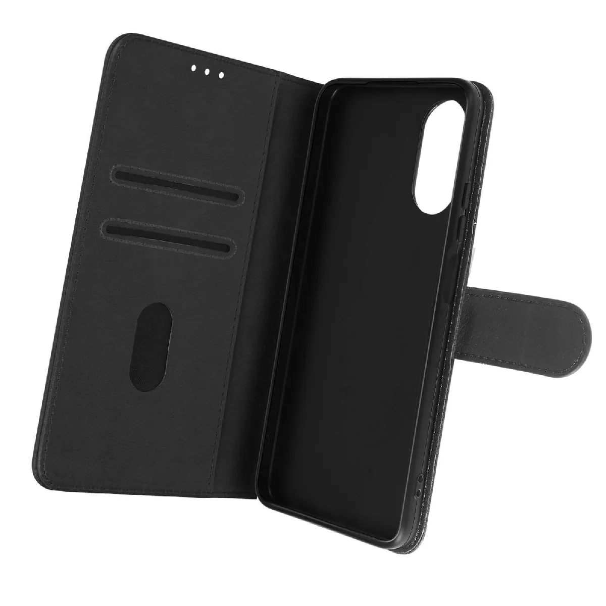 Avizar Noir Housse Pour Oppo A17 Portefeuille Et Support Vidéo