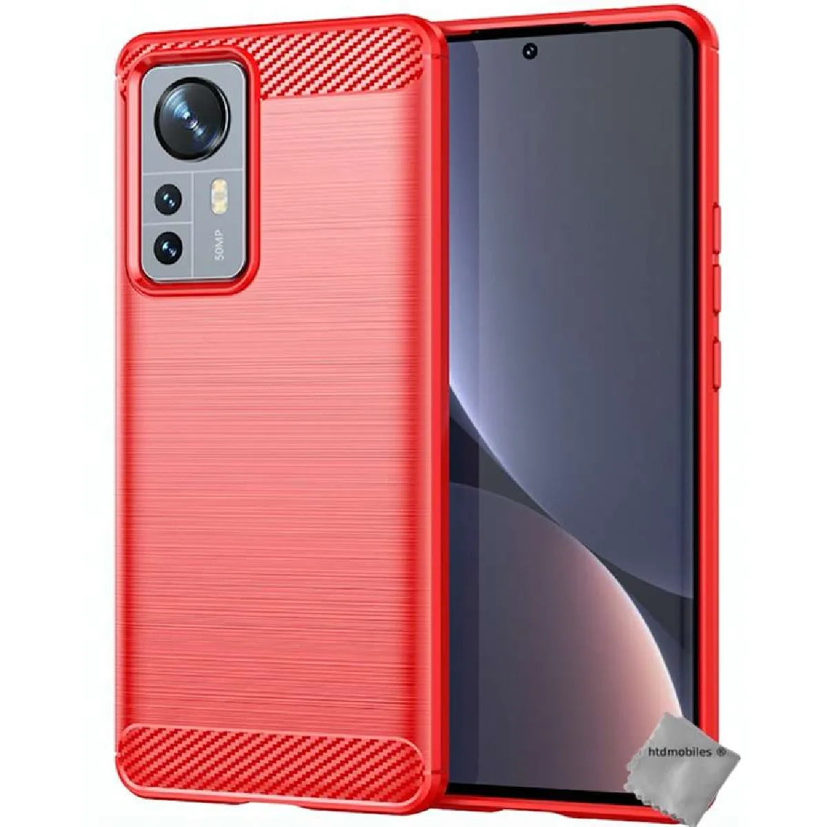 Htdmobiles Rouge Coque Silicone Xiaomi 12 Pro 5G - Carbone