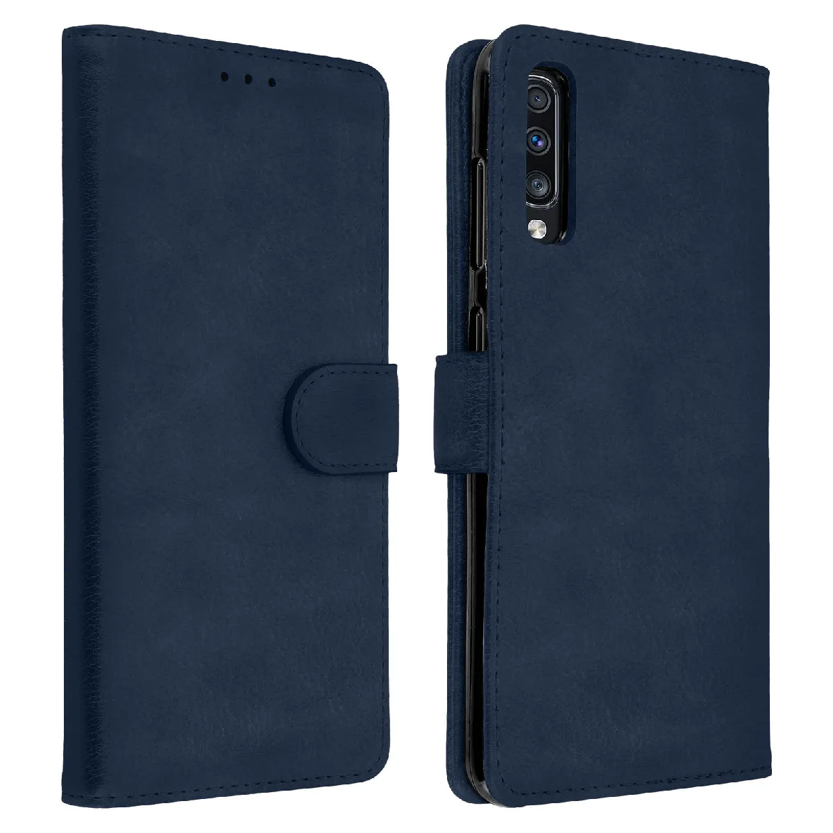 Avizar Bleu Housse Pour Samsung Galaxy A70 Étui Portefeuille Support Stand Nuit