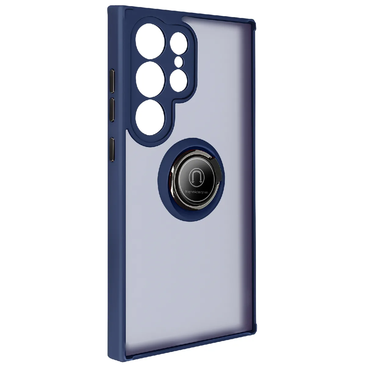 Avizar Bleu Coque Pour Samsung Galaxy S24 Ultra Bague Métallique Fonction Support Nuit