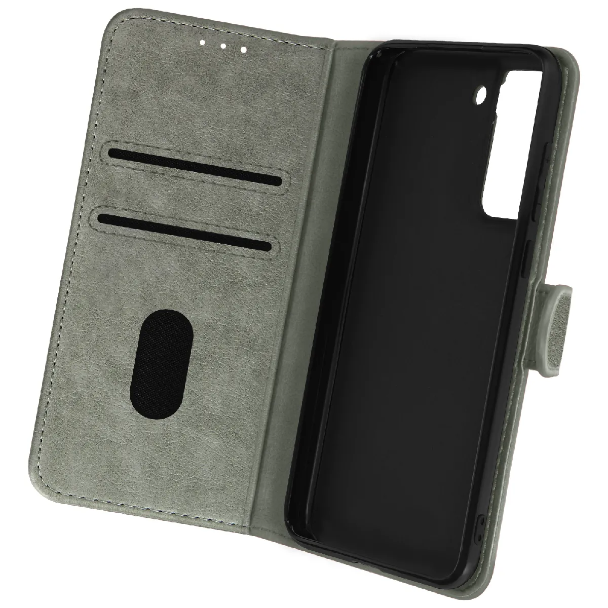 Avizar Gris Housse Pour Samsung Galaxy S21 Fe Clapet Portefeuille Fonction Support Vidéo