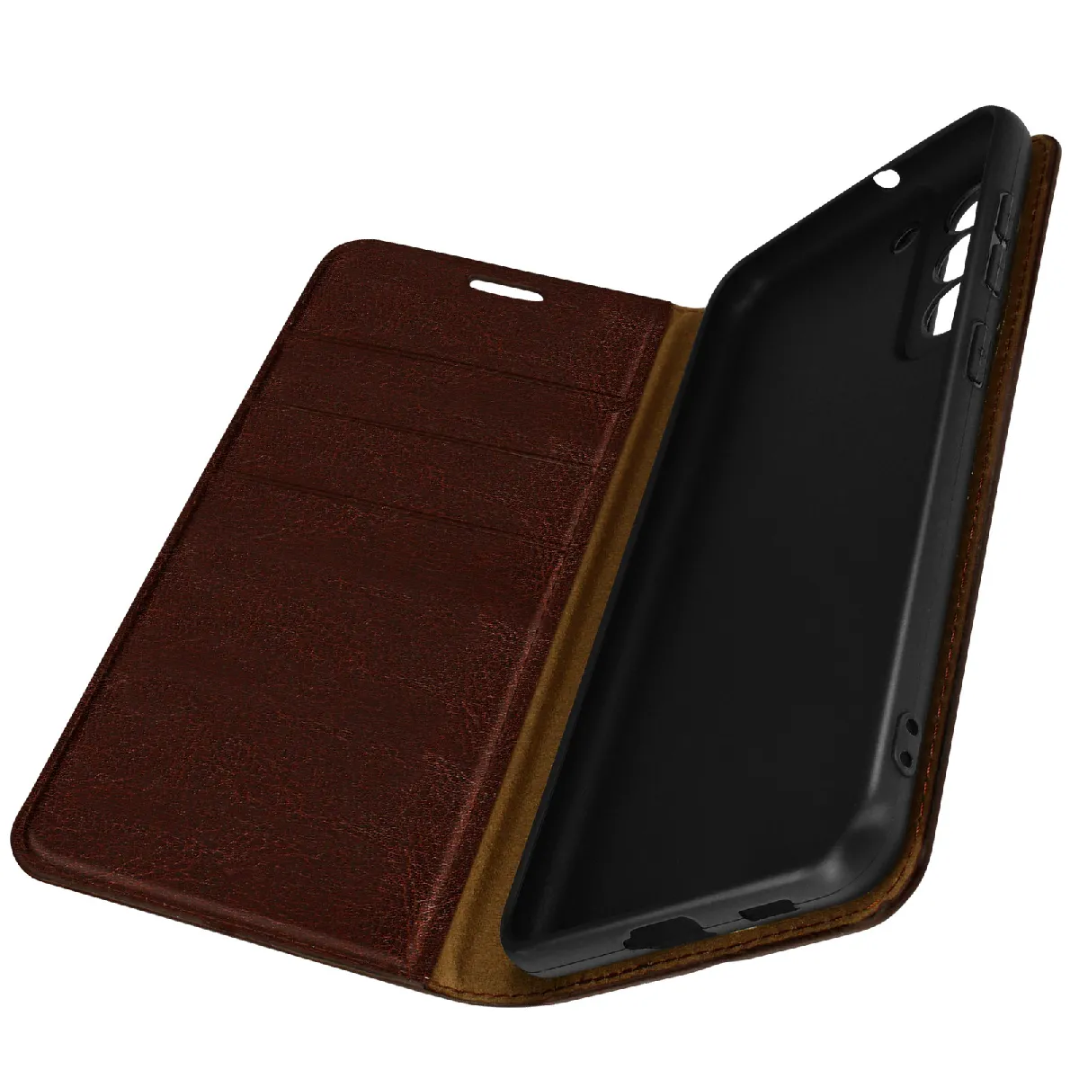 Avizar Marron Étui Pour Samsung Galaxy S21 Fe Folio Cuir Véritable Porte Cartes Support Vidéo