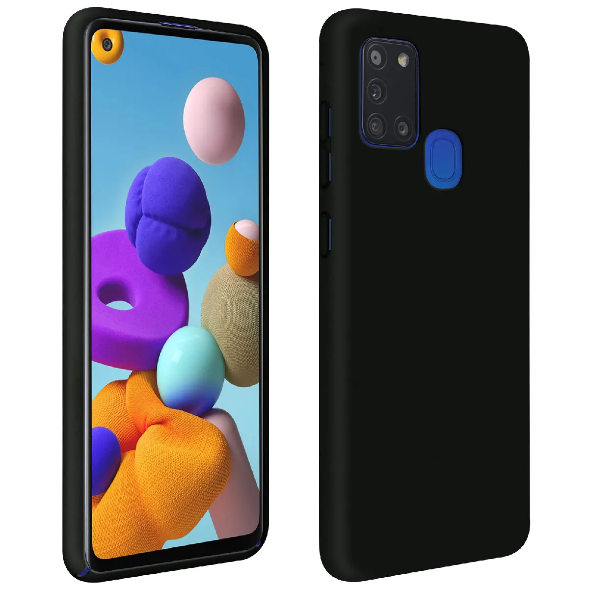 Avizar Noir Coque Pour Samsung Galaxy A21s Silicone Semi-Rigide Finition Soft Touch