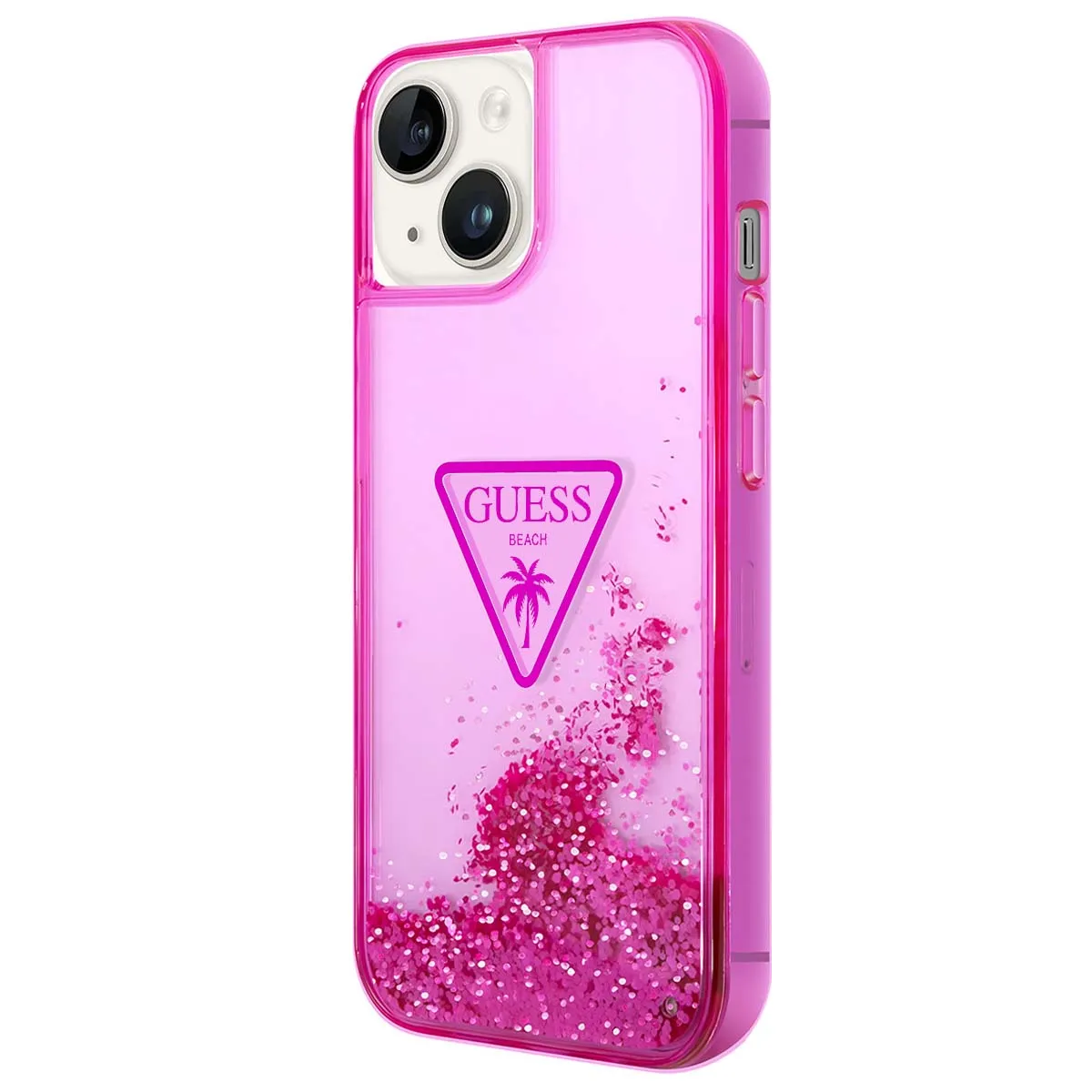 Guess Rose Coque Pour Apple Iphone 14 Glitter Palm À Paillettes