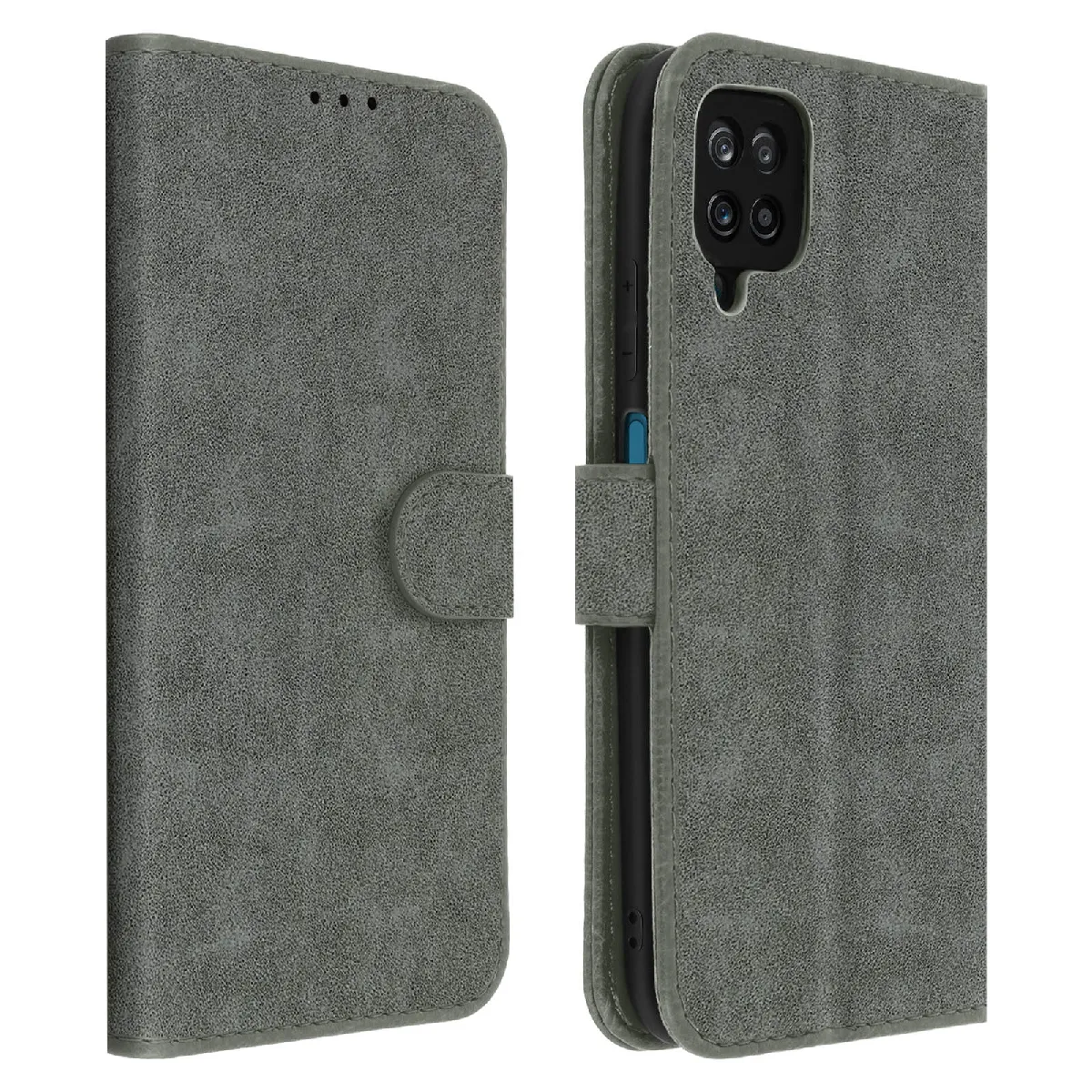 Avizar Gris Étui Pour Samsung Galaxy A12 Protection Avec Porte-Carte Fonction Support