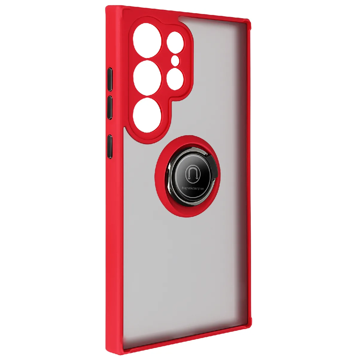 Avizar Rouge Coque Pour Galaxy S24 Ultra Antichoc Avec Bague Support Métallique