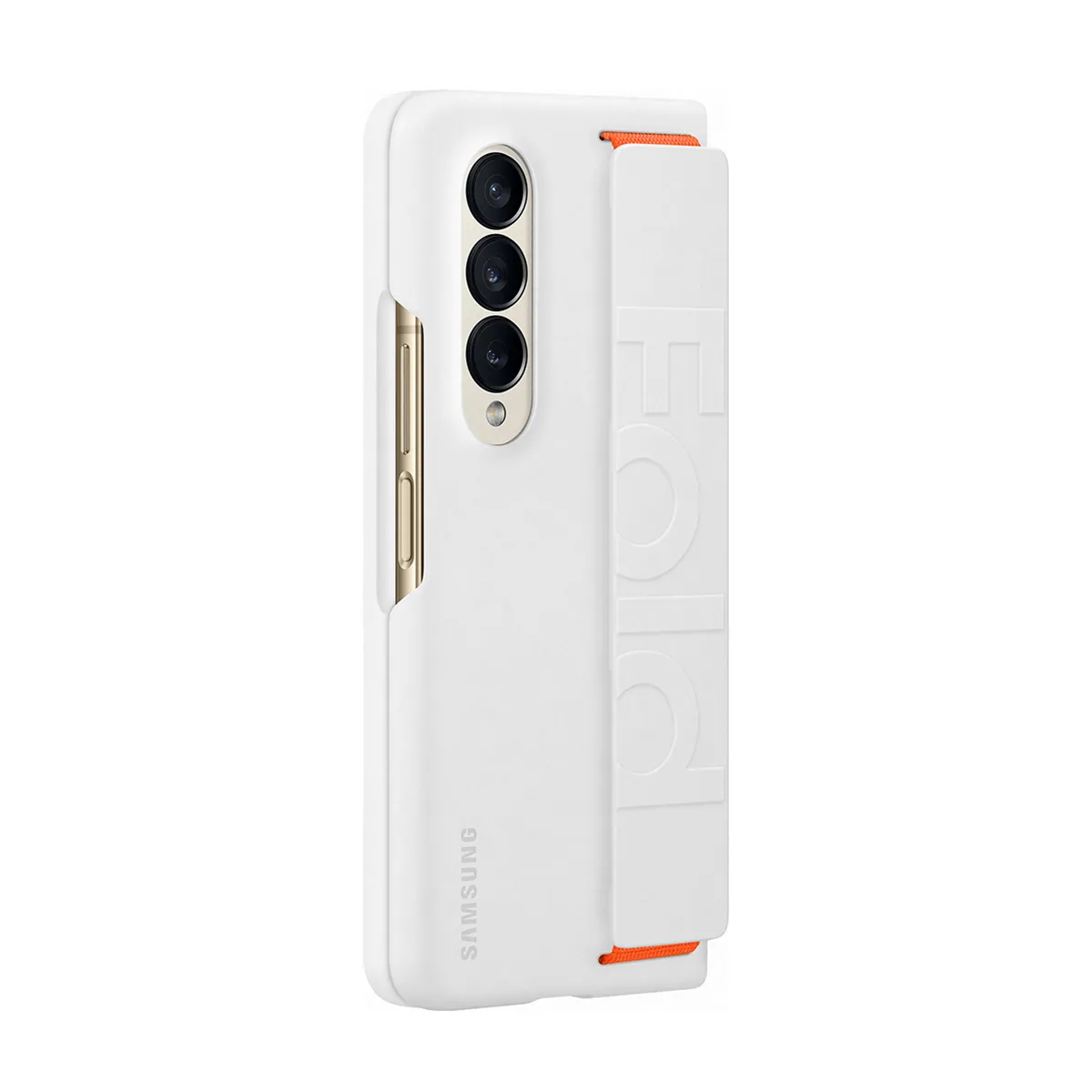 Coque en silicone avec lanière pour Samsung Galaxy Z Fold 4 Blanc