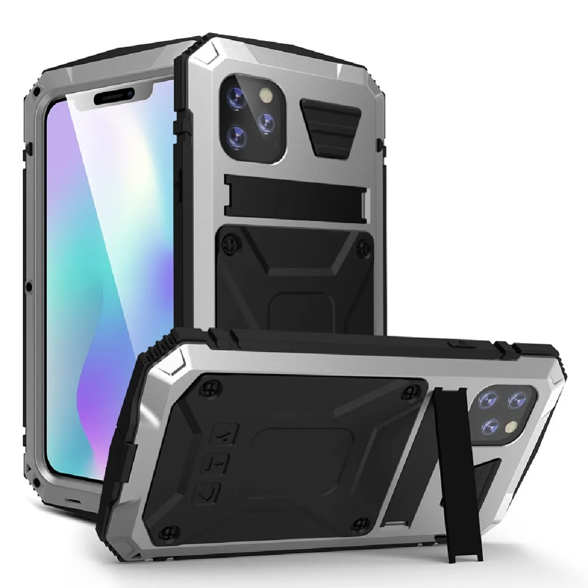 Générique Argent Coque Antichoc En Tpu Avec Béquille 360° Apple Iphone 11 Pro Max