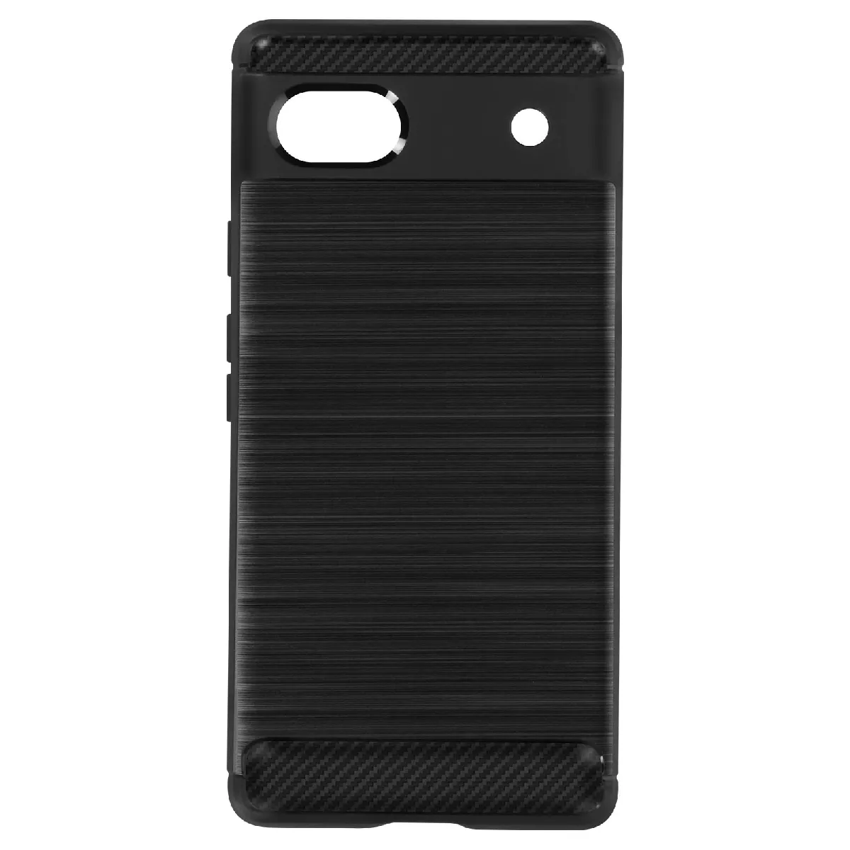 Avizar Noir Coque Google Pixel 6A Renforcée Souple Carbone Effet Brossé