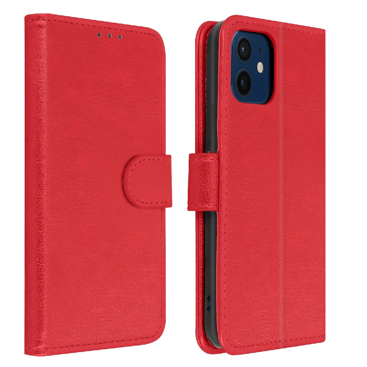 Avizar Rouge Étui Pour Iphone 12 / 12 Pro Protection Avec Porte-Carte Fonction Support