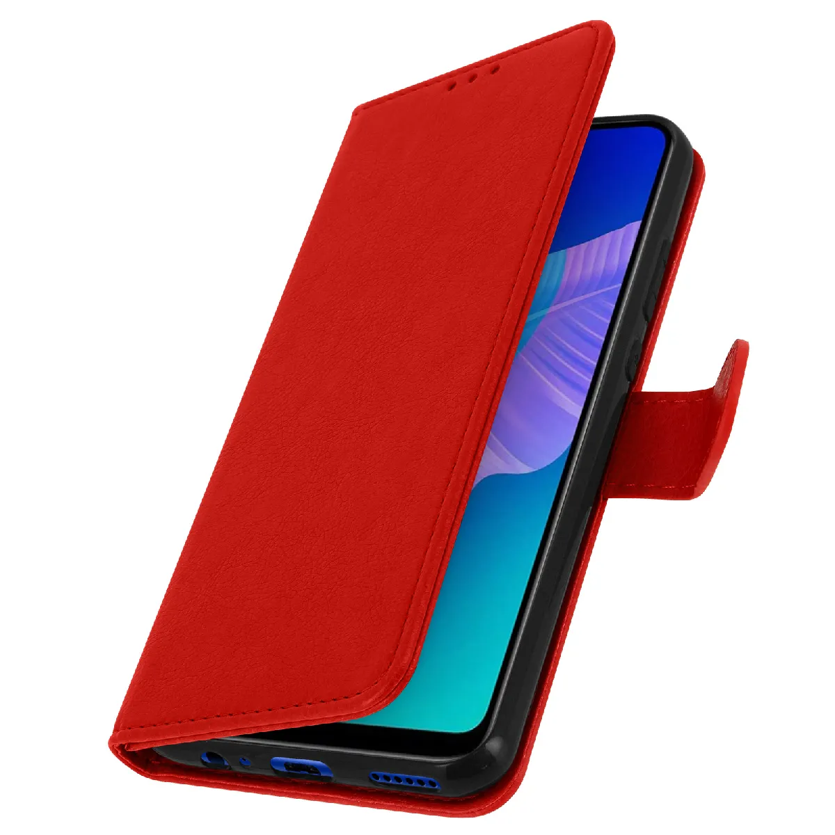 Avizar Rouge Étui Pour Huawei P40 Lite E Clapet Portefeuille Fonction Support Vidéo