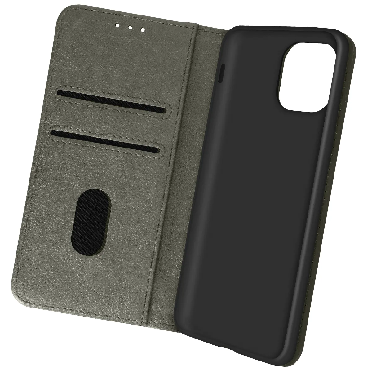 Avizar Gris Étui Pour Iphone 13 Clapet Portefeuille Fonction Support Vidéo