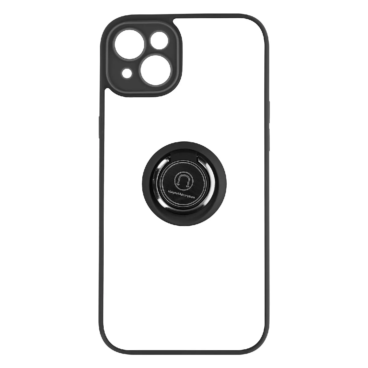 Avizar Noir Coque Pour Iphone 14 Plus Bi-Matière Bague Métallique Support Vidéo