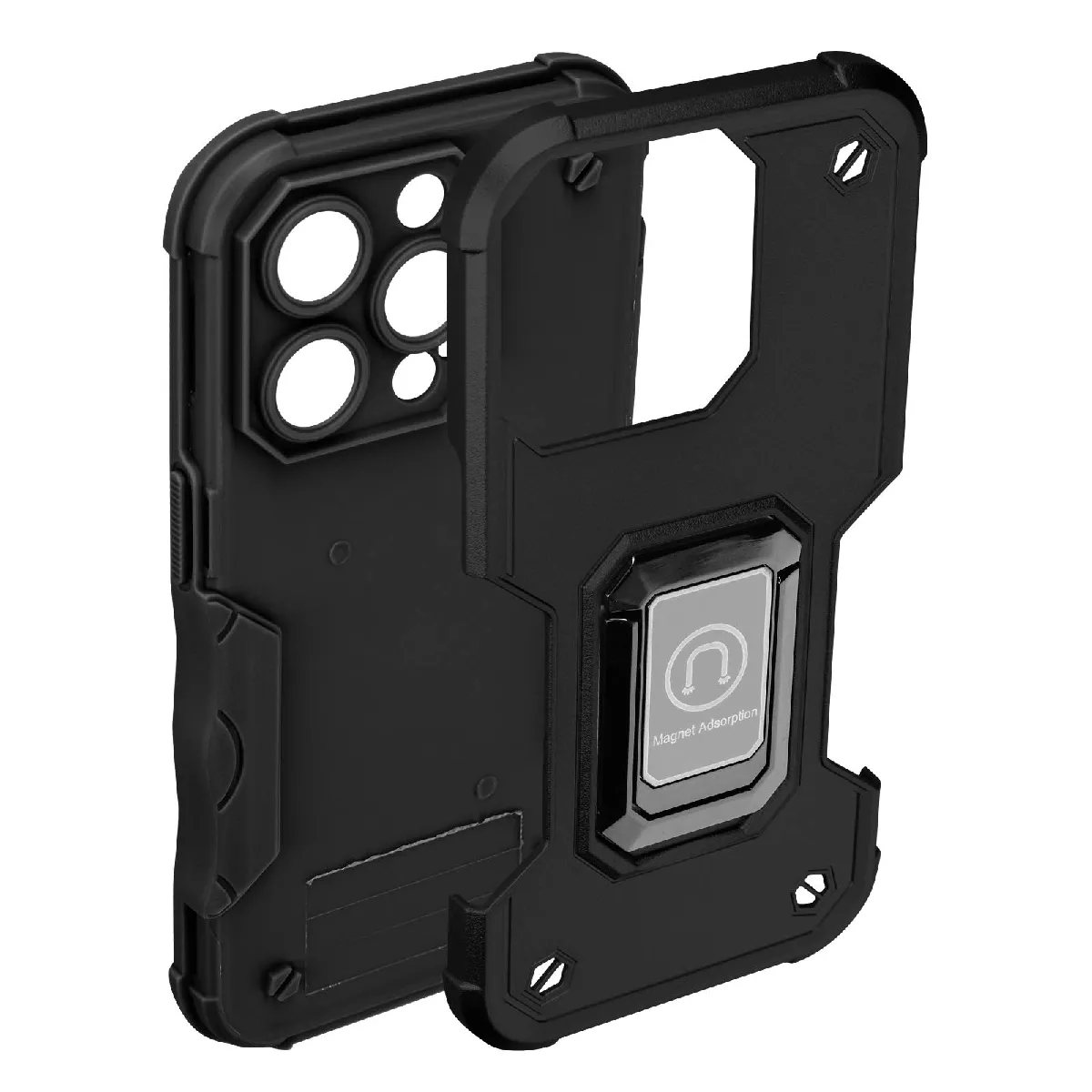 Avizar Noir Coque Iphone 14 Pro Max Antichoc Hybride Avec Anneau Support Magnétique