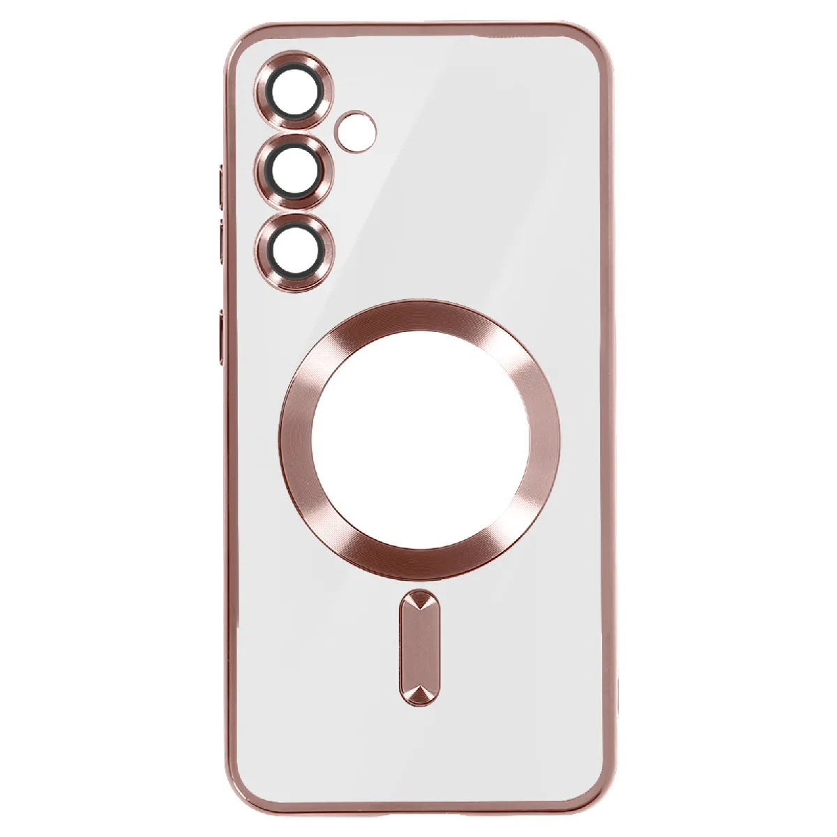 Avizar Rose Coque Magsafe Pour Samsung S24 Plus En Silicone Contour Chromé Champagne