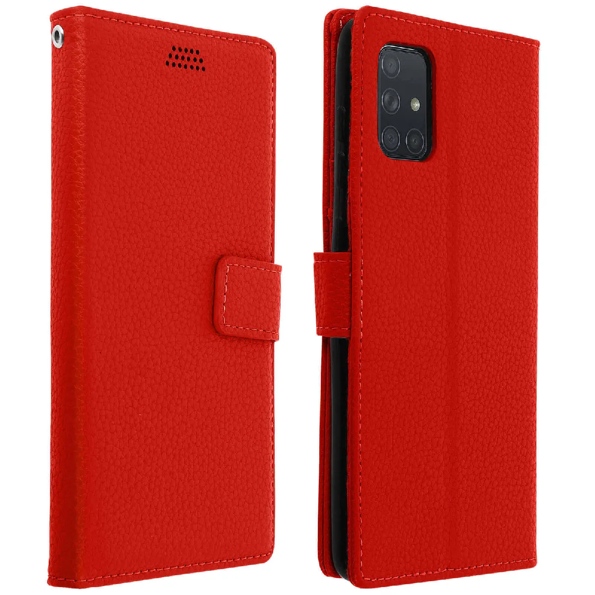 Avizar Rouge Housse Pour Samsung Galaxy A51 Étui Porte Carte Support Vidéo Et Dragonne