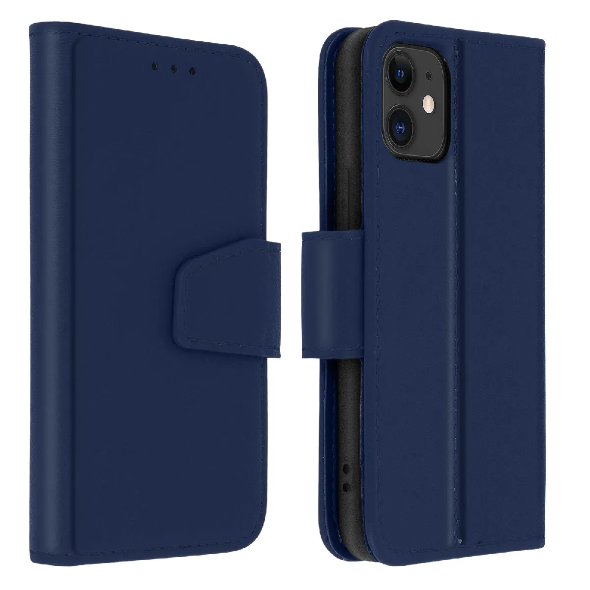 Avizar Bleu Housse Pour Iphone 11 Cuir Porte-Carte Fonction Support Premium Nuit