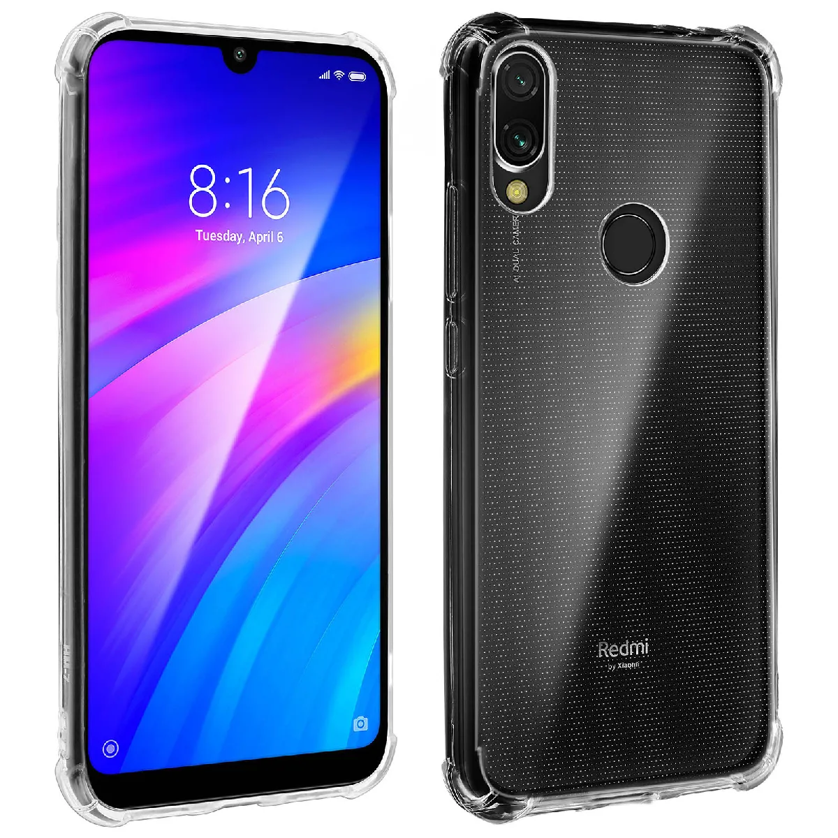 Avizar Coque Xiaomi Redmi 7 Protection Antichoc Coins Renforcés Transparent
