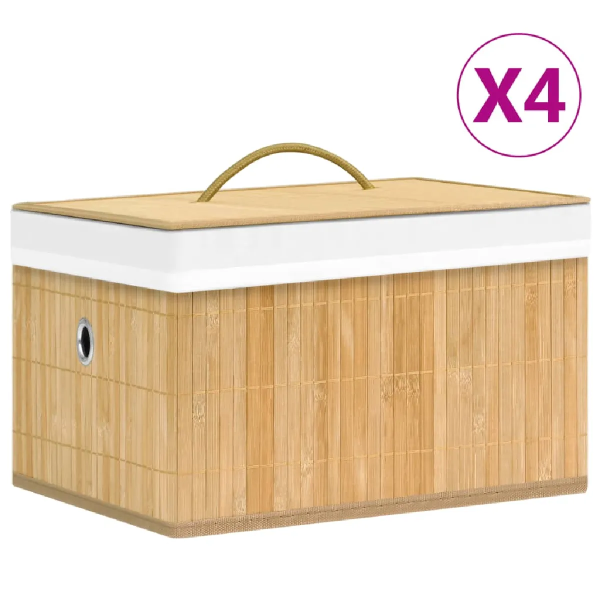 VidaXL Boîtes de rangement bambou 4 pcs - vue 2