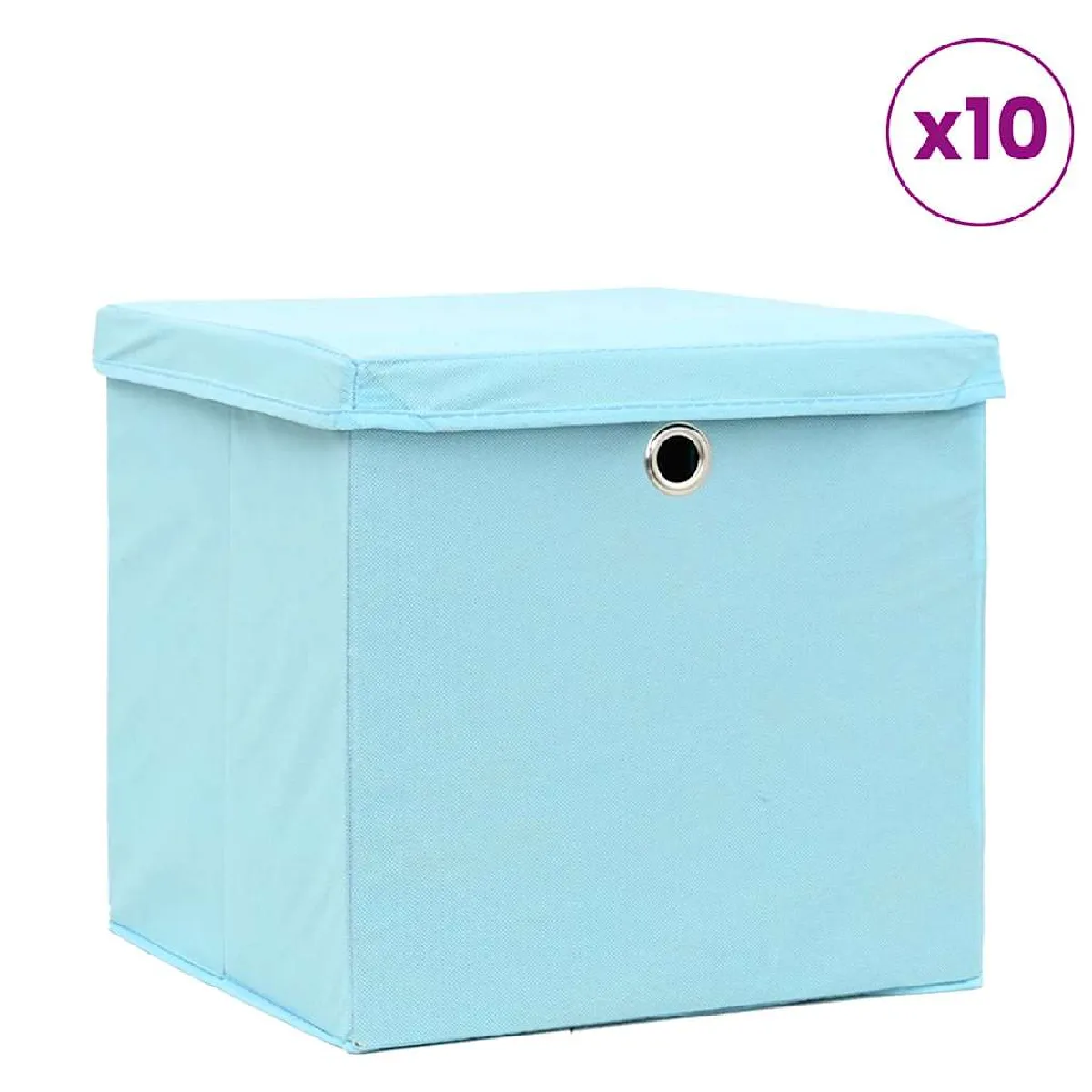 Vidaxl Bleu Lot De 10 Boîtes De Rangement