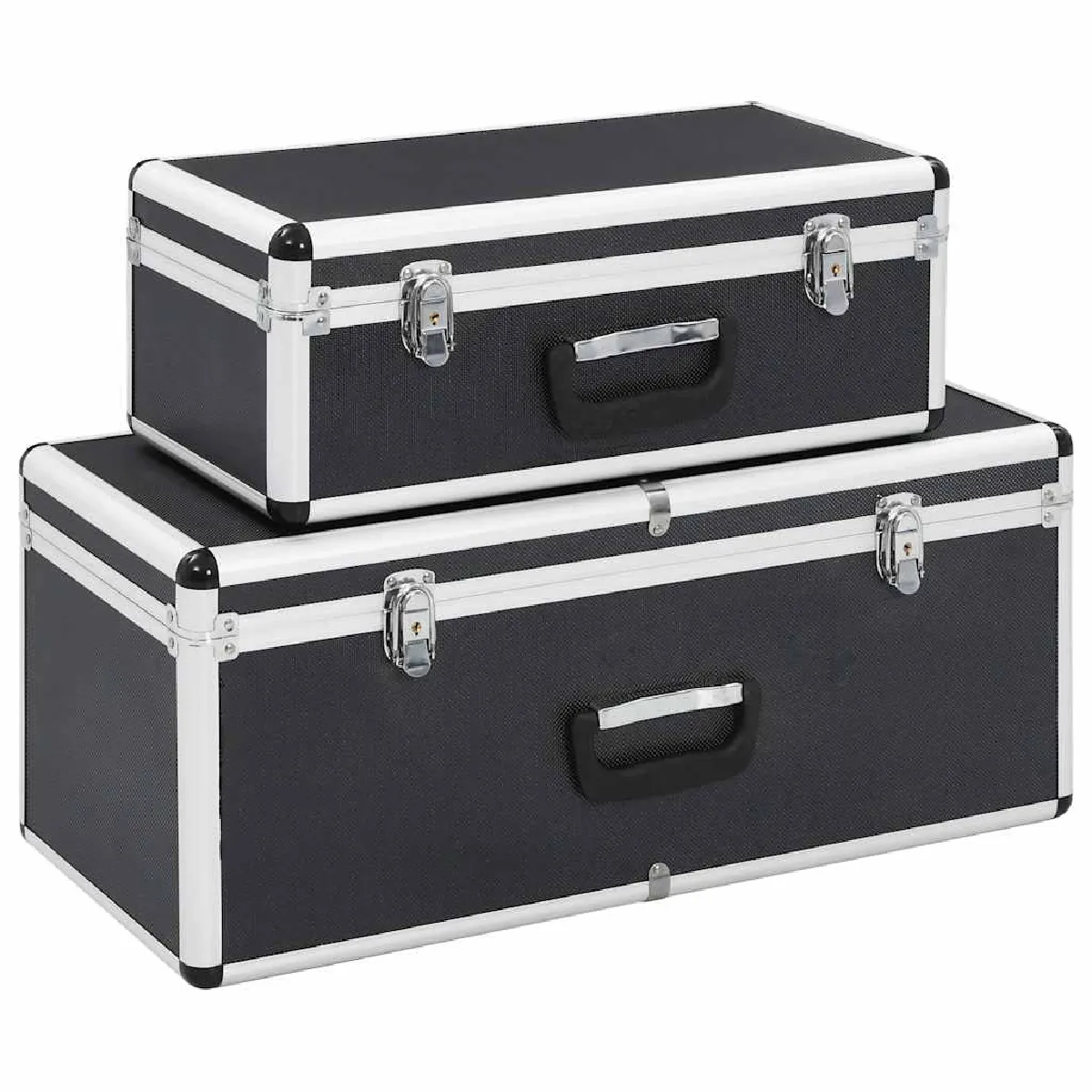 Vidaxl Noir Boîtes De Rangement 2 Pcs Aluminium - Image 3