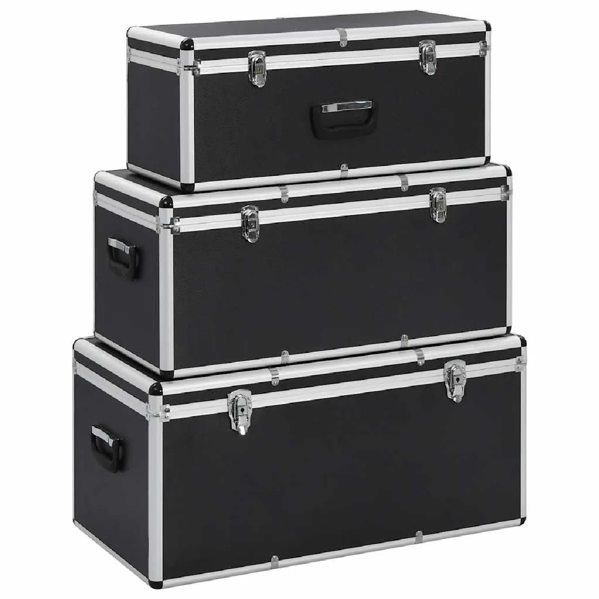 Non Communiqué Noir Vidaxl Boîtes De Rangement 3 Pcs Aluminium - Image 3